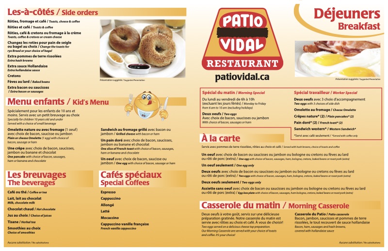 Aperçu du menu petit-déjeuner